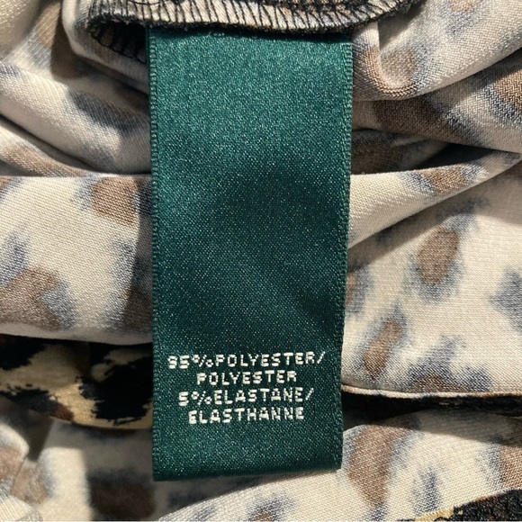 RALPH LAUREN RLR Sz 12 Leopard Print Mock Wrap Ruched Jersey Knit  Dress - Picture 9 of 10